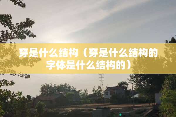 穿是什么结构（穿是什么结构的字体是什么结构的）