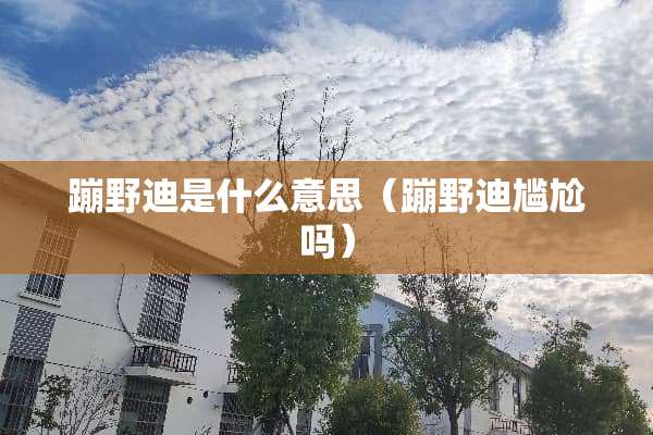 蹦野迪是什么意思（蹦野迪尴尬吗）