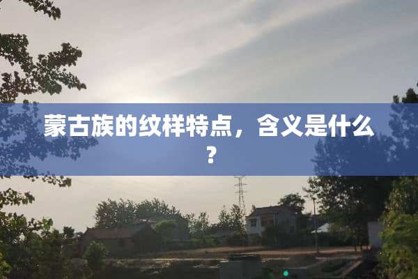 蒙古族的纹样特点，含义是什么？