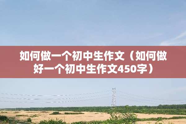 如何做一个初中生作文（如何做好一个初中生作文450字）