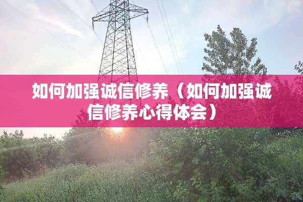 如何加强诚信修养（如何加强诚信修养心得体会）