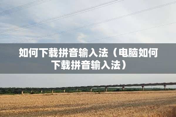 如何下载拼音输入法（电脑如何下载拼音输入法）