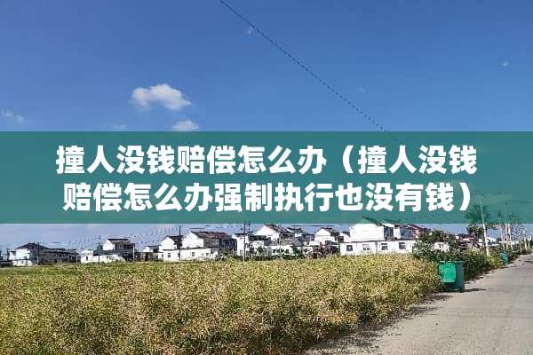 撞人没钱赔偿怎么办（撞人没钱赔偿怎么办强制执行也没有钱）