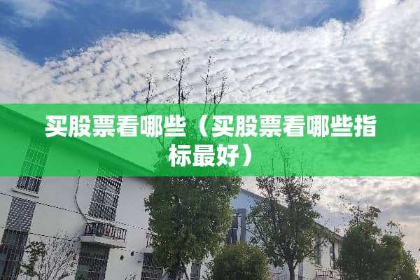 买股票看哪些（买股票看哪些指标最好）