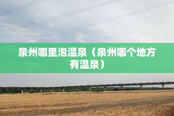 泉州哪里泡温泉（泉州哪个地方有温泉）