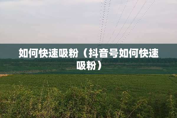 如何快速吸粉（抖音号如何快速吸粉）