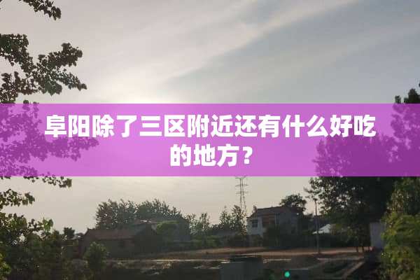 阜阳除了三区附近还有什么好吃的地方？