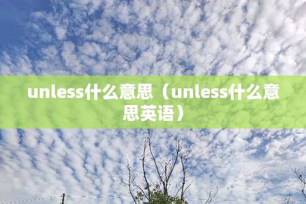unless什么意思（unless什么意思英语）