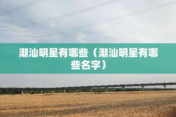 潮汕明星有哪些（潮汕明星有哪些名字）