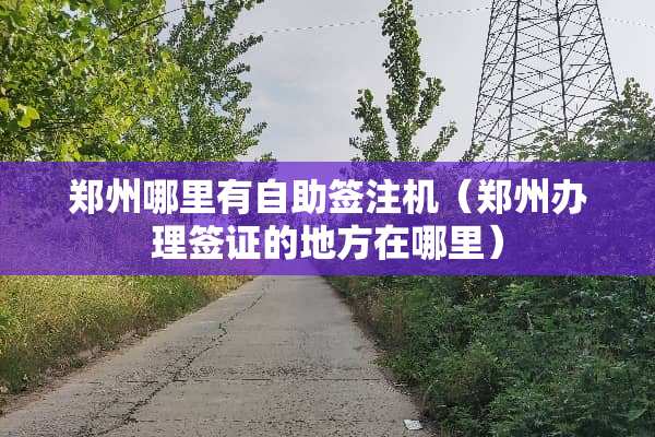郑州哪里有自助签注机（郑州办理签证的地方在哪里）
