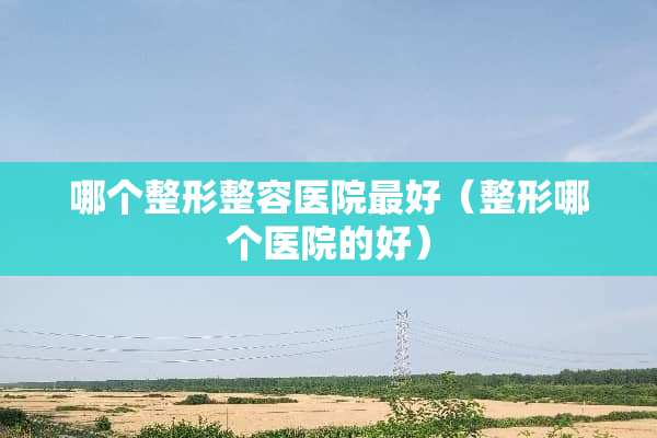 哪个整形整容医院最好（整形哪个医院的好）