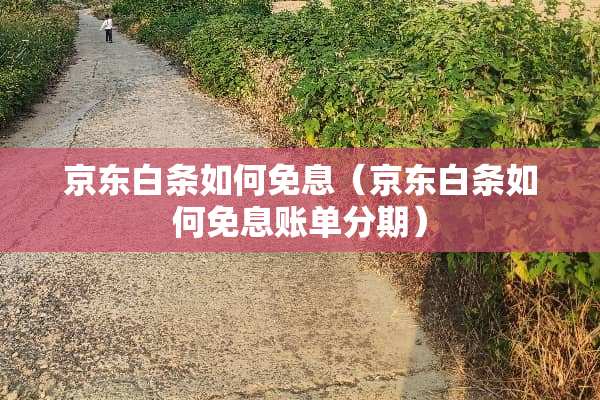 京东白条如何免息（京东白条如何免息账单分期）