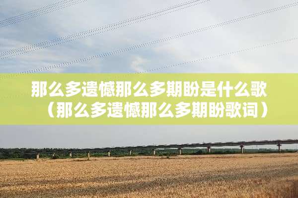 那么多遗憾那么多期盼是什么歌（那么多遗憾那么多期盼歌词）