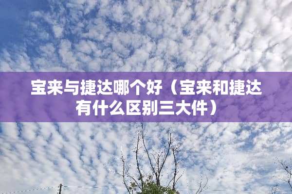 宝来与捷达哪个好（宝来和捷达有什么区别三大件）