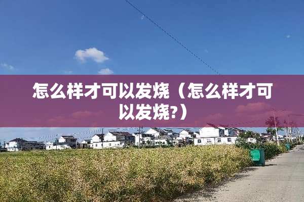 怎么样才可以发烧（怎么样才可以发烧?）