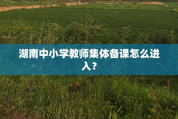 湖南中小学教师集体备课怎么进入？