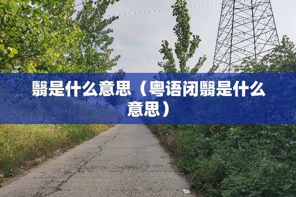翳是什么意思（粤语闭翳是什么意思）