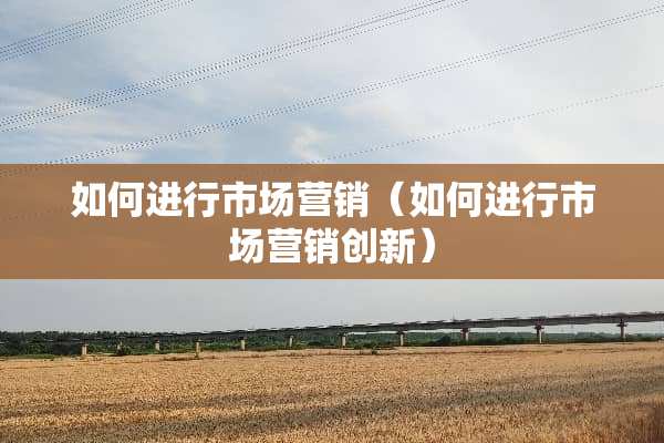 如何进行市场营销（如何进行市场营销创新）