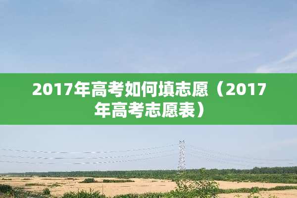 2017年高考如何填志愿（2017年高考志愿表）