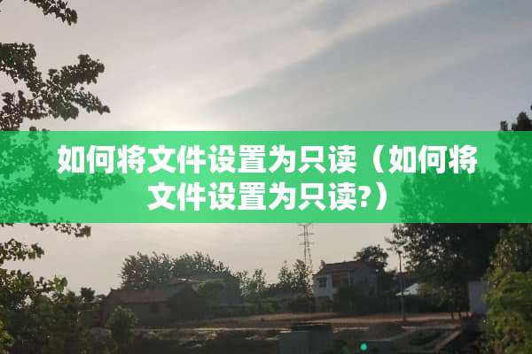如何将文件设置为只读（如何将文件设置为只读?）