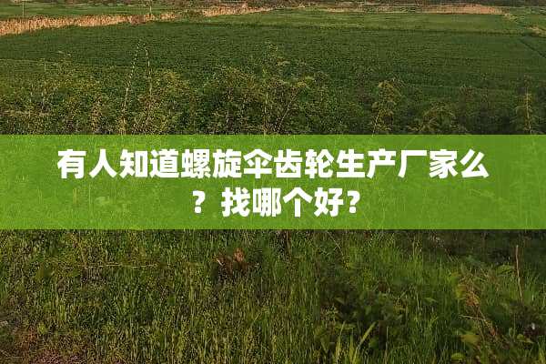 有人知道螺旋伞齿轮生产厂家么？找哪个好？