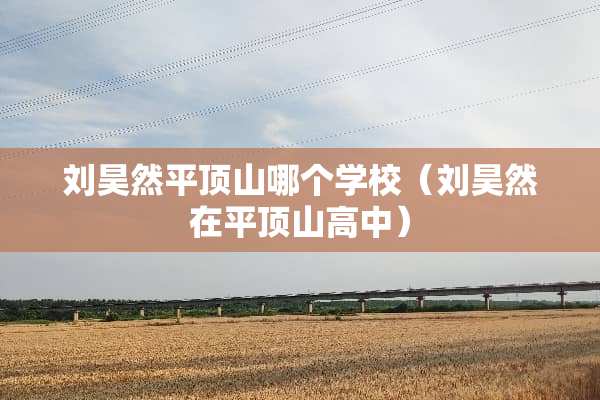 刘昊然平顶山哪个学校（刘昊然在平顶山高中）