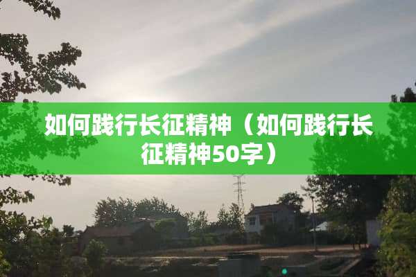 如何践行长征精神（如何践行长征精神50字）