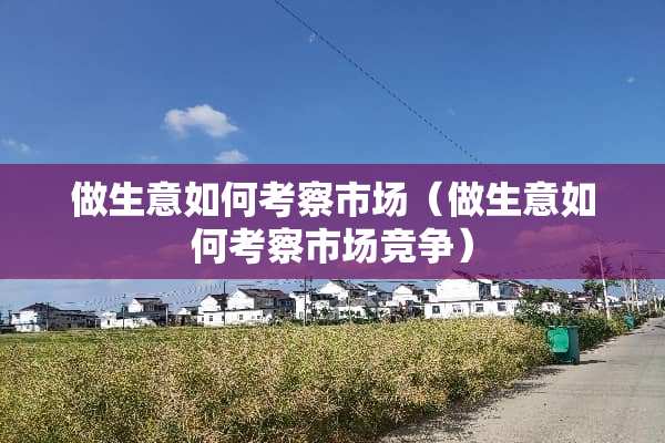 做生意如何考察市场（做生意如何考察市场竞争）