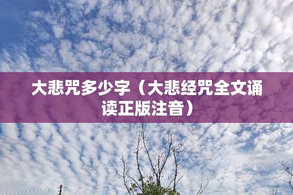 大悲咒多少字（大悲经咒全文诵读正版注音）