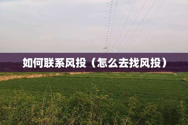 如何联系风投（怎么去找风投）