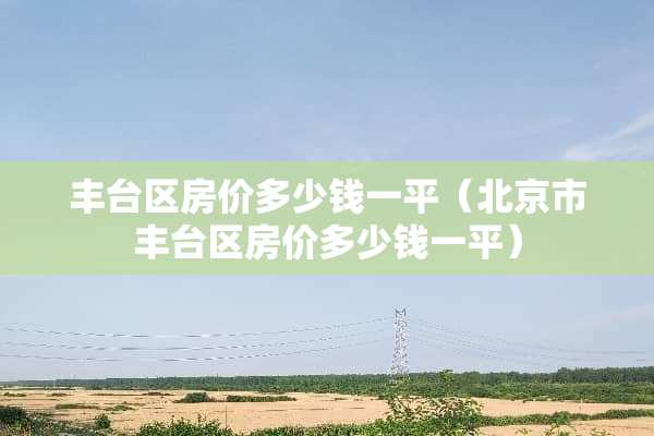 丰台区房价多少钱一平（北京市丰台区房价多少钱一平）
