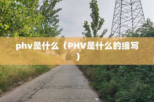 phv是什么（PHV是什么的缩写）