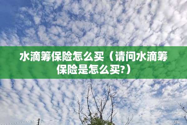 水滴筹保险怎么买（请问水滴筹保险是怎么买?）
