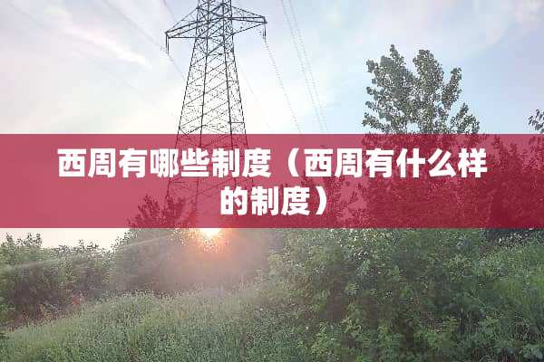 西周有哪些制度（西周有什么样的制度）