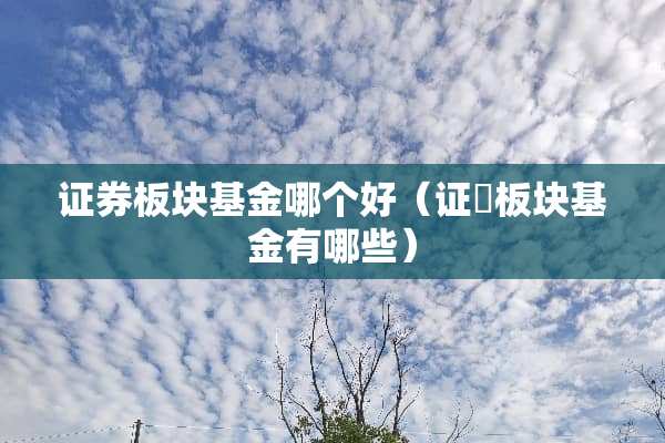 证券板块基金哪个好（证劵板块基金有哪些）