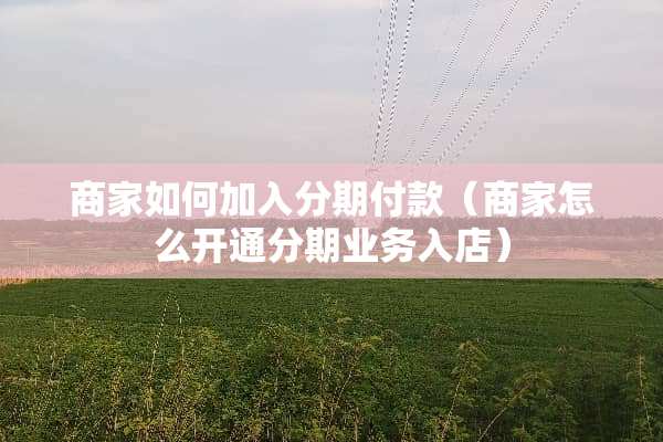 商家如何加入分期付款（商家怎么开通分期业务入店）