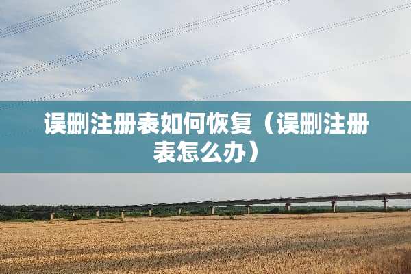 误删注册表如何恢复（误删注册表怎么办）
