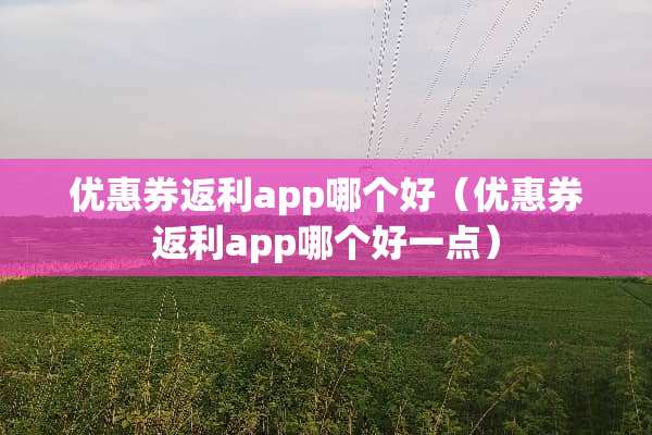 优惠券返利app哪个好（优惠券返利app哪个好一点）