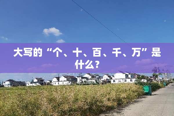 大写的“个、十、百、千、万”是什么？