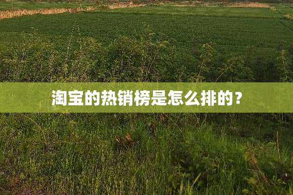 淘宝的热销榜是怎么排的？