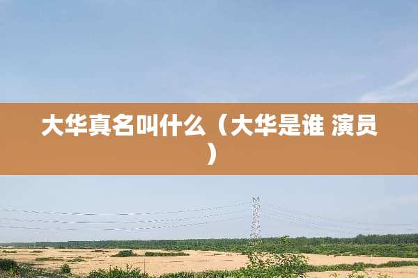 大华真名叫什么（大华是谁 演员）