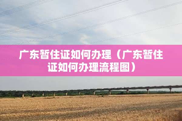 广东暂住证如何办理（广东暂住证如何办理流程图）