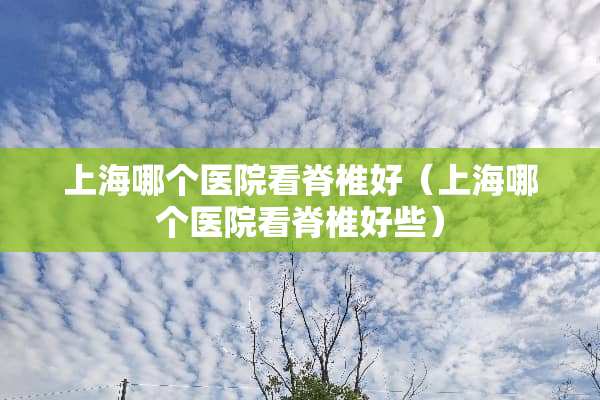 上海哪个医院看脊椎好（上海哪个医院看脊椎好些）