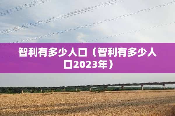 智利有多少人口（智利有多少人口2023年）