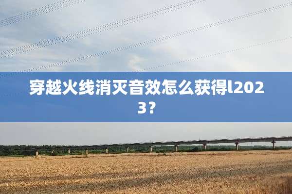 穿越火线消灭音效怎么获得l2023？