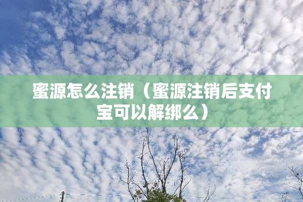 蜜源怎么注销（蜜源注销后支付宝可以解绑么）