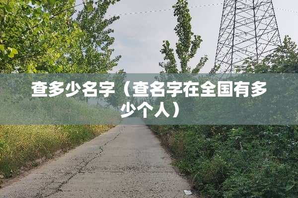 查多少名字（查名字在全国有多少个人）