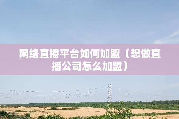 网络直播平台如何加盟（想做直播公司怎么加盟）