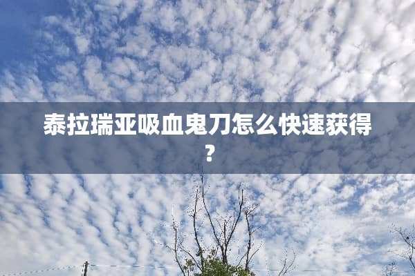 泰拉瑞亚吸血鬼刀怎么快速获得？