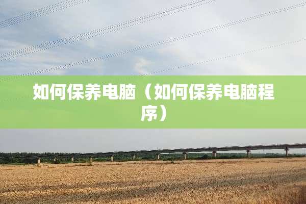 如何保养电脑（如何保养电脑程序）